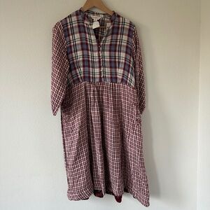 Vintage Y2K April Cornel Damask Print Pleat Front Dress Medium Maxi